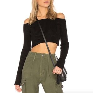 Lovers + Friends Black Off-the-Shoulder Sweater